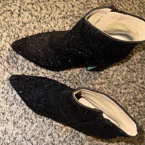 Betsey Johnson Glitter Black Ankle Booties